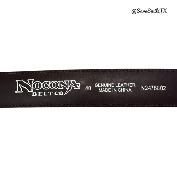 NOCONA BELT CO Mens Vintage Brown Leather Top Hand Ranger Western Belt - Picture 5 of 9